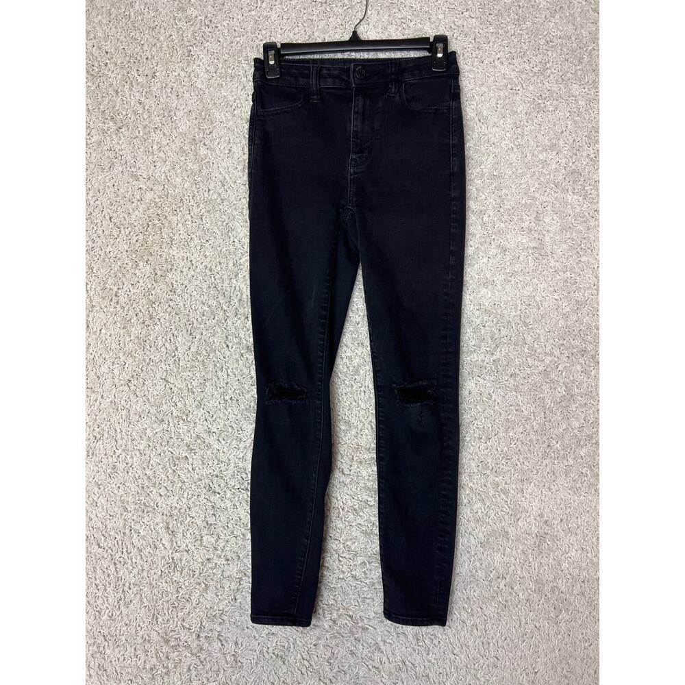 American Eagle High Rise Jegging Jeans Womens Size 0 Black Denim Stretch Casual